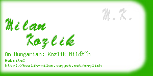 milan kozlik business card